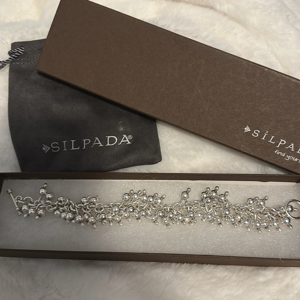 Vintage Silpada Silver Beaded cha cha Bracelet